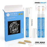 Liquid Chalk Marker Pen - (6 Pack 6MM) White Dry Erase Marker - Chalk Markers for Chalkboard Signs, Windows, Blackboard, Glass - Reversible Tip - 24 Chalkboard Labels, Reversible Bullet Included