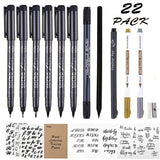 Tebik Hand Lettering Pens Kit, 22 Pack Calligraphy Pens Set, Calligraphy Markers with Everything for Beginners Writing, Journaling, Signature, Art Drawing,Illustrations,Card Making,Design