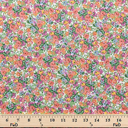 Natalia Coral Print Fabric Cotton Polyester Broadcloth By The Yard 60" inches wide
