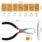 1500 Pieces Jump Rings with Lobster Clasps and Jewelry Pliers for Jewelry Making Supplies Findings and Necklace Earring Repair, Gold