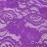 Stretch Lace Fabric Embroidered Poly Spandex French Floral Victoria 58" Wide by the yard (Purple)