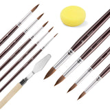 Watercolor Brushes - Artist Round Detail Paint Brush Set, Sable Hair 9 Different Sizes for Watercolors, Acrylics, Inks, Gouache, Oil Painting and Tempera