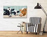 UAC WALL ARTS Hand Painted Modern Animal Artwork Oil Painting on Canvas Hang Picture Abstract Color Cow Wall Art for Living Room Decor Modern Painting Ready to Hang! 24x48Inch