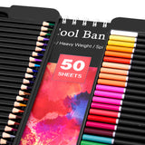 72 Watercolor Pencils Set with 2 x 50 Page Drawing Pad for Kids, Adults and Professionals, Premium Artist Lead with Vibrant Colors, Ideal for Coloring, Blending and Layering, Watercolor Techniques