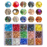Chengmu 8mm Round Glass Beads for Jewelry Making Faceted Shape 450pcs AB Colorful Like Rainbow Crystal Spacer Beads Assortments Supplies for Bracelet Necklace with Elastic Cord Storage Box