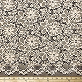 Stretch Lace Fabric Embroidered Poly Spandex French Floral Florence 58" Wide by the yard (Tan)