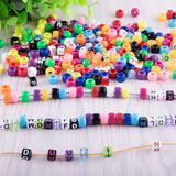 Duufin 1000 Pieces Bracelet Making Beads ABC Beads Pony Beads Letter Alphabet Beads with 8 Rolls Colorful Elastic Bracelet String for Jewelry Making DIY Crafts (Bonus: 1 Pc Tweezers)