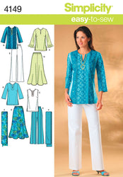Simplicity Easy-to-Sew 4149 Skirt, Pants, Tunic Top and Scarf Sewing Pattern for Women Sizes 10-18