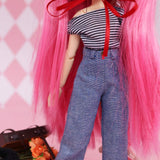 1/6 Doll Trousers Pants Straight Cuffed Jeans Casual Wear for 12 Inch Doll Clothes, Quality Handmade and Fashion, for Blythe Dolls BJD Dolls - Dark Blue