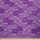 Stretch Lace Fabric Embroidered Poly Spandex French Floral Victoria 58" Wide by the yard (Purple)