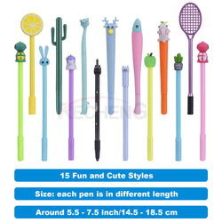 RECHENG Animal gel pens,Cartoon Gel Pens Fun pens cute pens kawaii pens Ball Point Pens Gel pen for Home Office School Party Kids Gift - 15 PCS Set