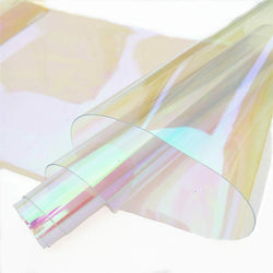 ZAIONE PVC Holographic Clear Film Holographic Transparent Vinyl Mirrored Foil Laser Graphic Fabric for Shoes Bag Sewing Patchwork DIY Bow Craft Applique 8"x37"(20cm x 95cm) Roll (White)