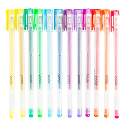 Yoobi Gel & Glitter Pens 12-Pack Combo | Trendy Neon & Pastel Colors | No-Slip Grip | 1.0mm Medium Tip