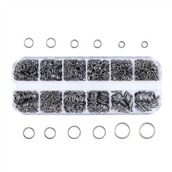 Pandahall Mixed Size 4-10mm Iron Open Jump Rings Gunmetal Plated Unsoldered Round Ring Connectors for Chainmail Jewelry Bracelet Necklace Making