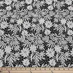 Camellia Guipure Corded French Lace Embroidery Fabric 52" wide Many Colors (White)