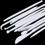 BronaGrand Set of 14 Mini Plastic Crafts Clay Modeling Tool for Shaping and Sculpting (White)