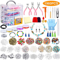 PP OPOUNT 1960 Pieces Jewelry Making Kit with Instructions, Beads, Charms, Findings, Jewelry Pliers, Beading Wire for Necklace Bracelet, Earrings Making and Repairing