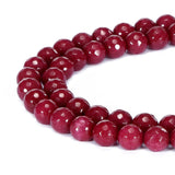 BRCbeads Gorgeous Natural Red Jade Gemstone Faceted Round Loose Beads 8mm Approxi 15.5 inch 45pcs 1 Strand per Bag for Jewelry Making