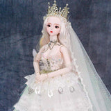 Bjd Doll 1/3 Doll 62cm 24.4 Inches Princess Doll Wedding Dress High-end Custom Made Costume Limit Bjd Doll 34 Joint Doll,Angela(White)