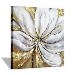 Abstract Floral Wall Art Canvas: White Flower Artworks Painting for Living Room (24'' x 24'' x 1 Panel)