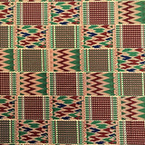 ITY African Print Fabric Kente (11-2) Polyester Lycra Knit Jersey 2 Way Spandex Stretch 58" Wide
