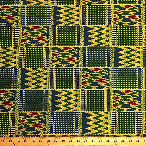 Kente African Print Fabric Cotton Print 44'' wide Sold By The Yard (19007-2)