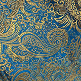 Metallic Paisley Brocade Fabric 60" By Yard in Red Yellow White Purple Blue (Turquoise / Gold)