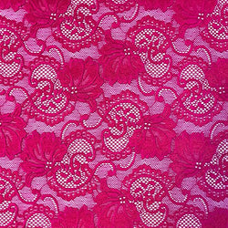 Stretch Lace Fabric Embroidered Poly Spandex French Floral Victoria 58" Wide by the yard (Fuchsia)