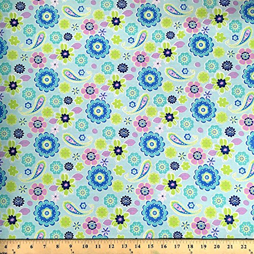 Lenox Blue Print Fabric Cotton Polyester Broadcloth By The Yard 60" inches wide