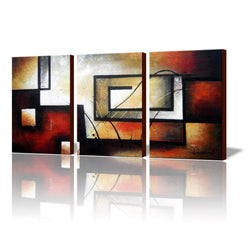 ARTLAND Modern 100% Hand Painted Abstract Oil Painting on Canvas The Maze of Memory 3-Piece Gallery-Wrapped Framed Wall Art Ready to Hang for Living Room for Wall Decor Home Decoration 24x48inches