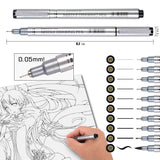 Xileyw Precision Micro-Line Pens,10 Set Black，Technical Drawing,Brush Lettering, Fineliner, Multiliner, Black Waterproof Archival Ink, Artist Illustration, Anime, Sketching,Manga Pens WritingOffice