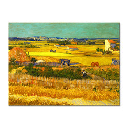 Wieco Art Harvest at La Crau with Mont majour Landscape Giclee Canvas Prints Wall Art by Van Gogh Famous Oil Paintings Reproduction Large Modern Yellow Classic Farm Pictures Artwork for Home Decor L