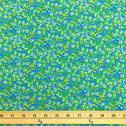 Ixia Blue Print Fabric Cotton Polyester Broadcloth By The Yard 60" inches wide