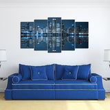 LevvArts - Chicago Downtown at Night Picture Canvas Print - Modern City Wall Art - Large 5 Panels Framed Artwork for Office Living Room Wall Decoration