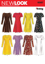 New Look Sewing Pattern 6567 Misses Dresses, Size A (6-8-10-12-14-16)