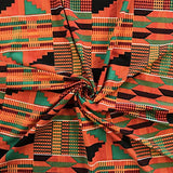 DTY African Print Fabric Kente (3-2) Stretch Brushed Jersey Knit Apparel 58/60" Wide Sold BTY