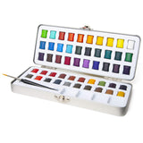 Artistik Watercolor Paint Set - 50 Colors in Half Pan Palette and Portable Metal Tin Premium Quality Assorted Vivid Color Paints with Paint Brush for Kids, Beginners Students & Artists