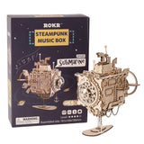 ROKR 3D Assembly Puzzle Build Your Own Wooden Music Box Craft Kits, Brain Teaser Gifts for Kids and Adults (Submarine)
