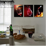 Mode Art 3 Panels Red Wine Caps on Fire Wild Photo Prints Artwork & Wall Canvas Decor for Living Room (Red)