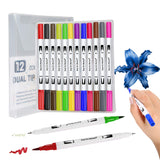 Dual Tip Brush Markers Pen, Fine and Brush Tip Colored Dual Pens for Coloring Books, Drawing, Bullet Journal, Planner, School Art Projects(12 Colors)