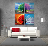 Nuolanart- 4 Seasons Modern Landscape 4 Panels Framed Canvas Print Wall Art, Ready to Hang -P4L3040X4-03