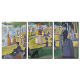 wall26 3 Panel World Famous Painting Reproduction on Canvas Wall Art - A Sunday on La Grande Jatte by Georges Seurat - Modern Home Decor Ready to Hang - 16"x24" x 3 Panels