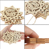 100Pcs Christmas Wooden Snowflakes Unfinished Wood Snowflake Ornaments Xmas Tree Hanging Decoration with Drawstrings for DIY Crafts Christmas Winter Ornament