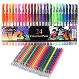 ZSCM 48 Glitter Gel Pens Fine Point Markers Art Set 24 Glitter Colored Pen with 24 Refills for Unique Colors for Adult Bullet Journal Coloring Books Kids Doodling Drawing Pens with 40% More Ink