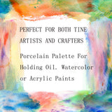Ceramic Artist Paint Palette,Porcelain watercolor Palette,Ceramic Mixing Tray for Watercolor Gouache Painting,7 Wells,9.5 inch, White, Rectangle