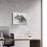 Horse Picture Canvas Wall Art: Black & White Animals Artwork of 2 Running Horses Painting for Bedroom Wall (24'' x 18'' x 1 Panel)
