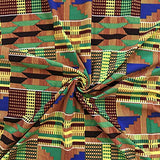 DTY African Print Fabric Kente (3-1) Stretch Brushed Jersey Knit Apparel 58/60" Wide Sold BTY