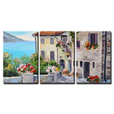 wall26 - 3 Piece Canvas Wall Art - Oil Painting on Canvas of a Beautiful Houses Near The Sea - Modern Home Decor Stretched and Framed Ready to Hang - 16"x24"x3 Panels