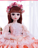 HIMFL 24" 1/3 SD Doll 18 Jointed Dolls DIY Toys with Clothes Outfit Shoes Wig Accessories for Birthdays, D