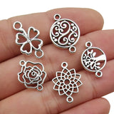 WOCRAFT 100pcs Craft Supplies Antique Silver Clover Flower Tree of Life Connector Charms for Jewelry Making Crafting Findings Accessory for DIY Necklace Bracelet M298